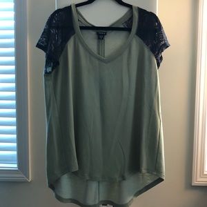 Torrid Lace Raglan Short Sleeve Shirt